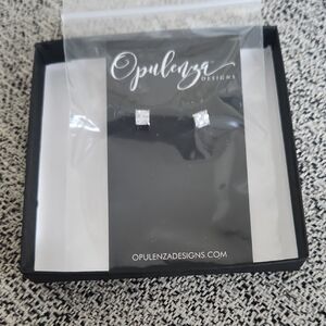 Opulenza Designs Square Cubic Zirconia Stud Earrings - Silver 925